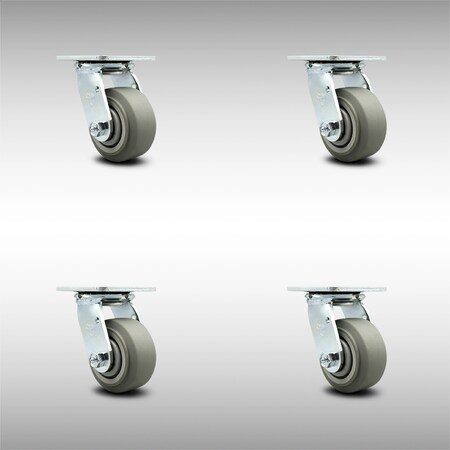 Service Caster 4 Inch SS Thermoplastic Rubber Wheel Swivel Caster Set with Ball Bearings SCC SCC-SS30S420-TPRBF-4